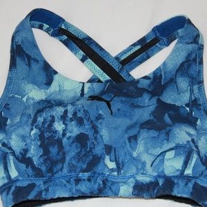 Puma Blue Patterned Sports Bra XS